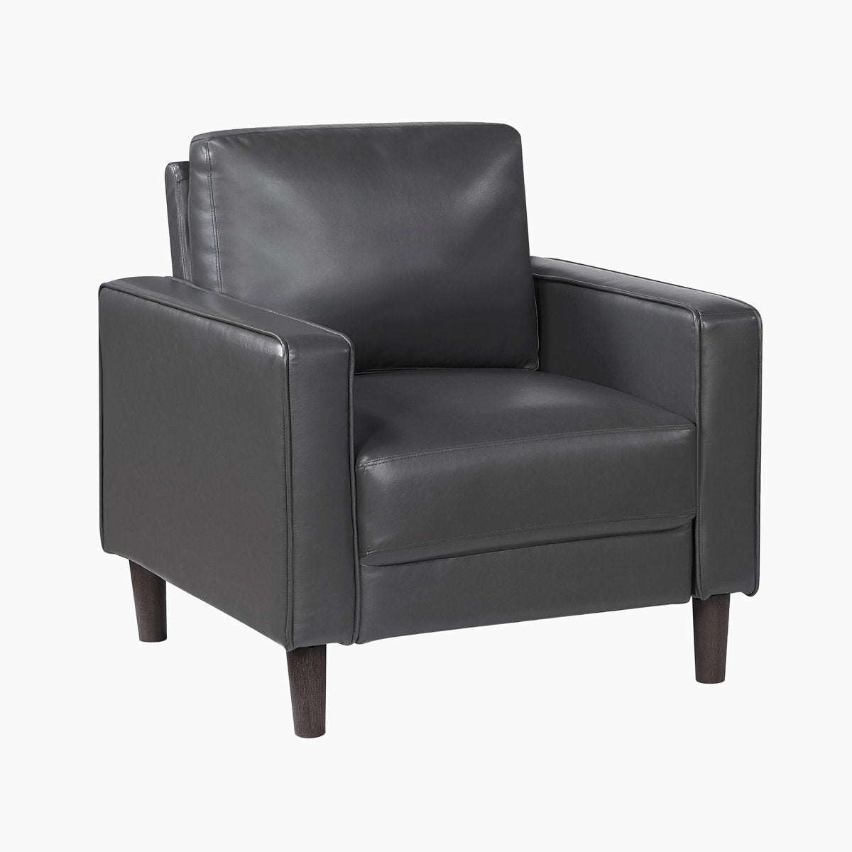 Eric Mid Century 3-Piece Living Room Set - Faux Leather with Easy-Care, Durable Solid Wood & Plywood Frame, Comfortable Foam & Pocket Coils, Complete 3-Piece: Chair, Sofa & Loveseat Set