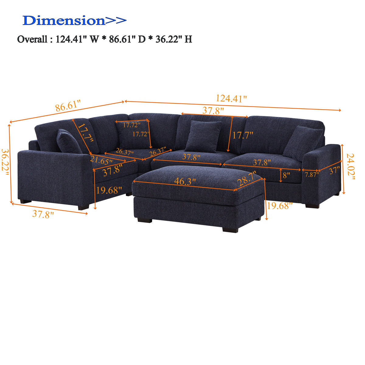 Eugenija 5 - Piece Upholstered Sectional