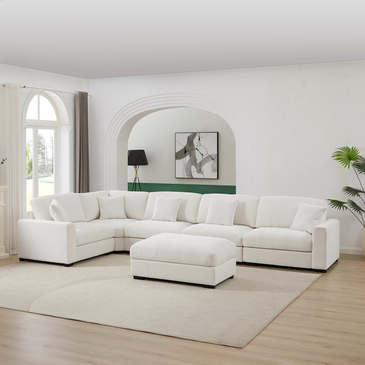 Eugenijus Reversible Modular 6 Piece Corner Sectional Couch with Ottoman