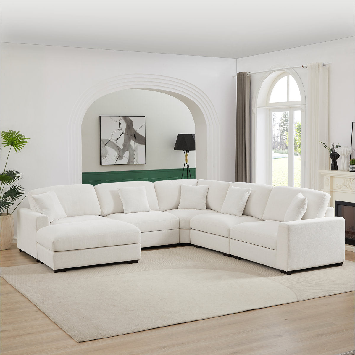 Eugenijus Reversible Modular 6 Piece Corner Sectional Couch with Ottoman