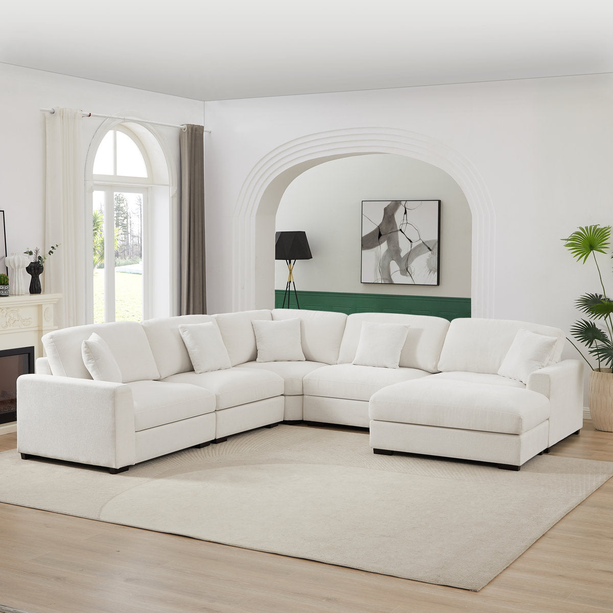 Eugenijus Reversible Modular 6 Piece Corner Sectional Couch with Ottoman