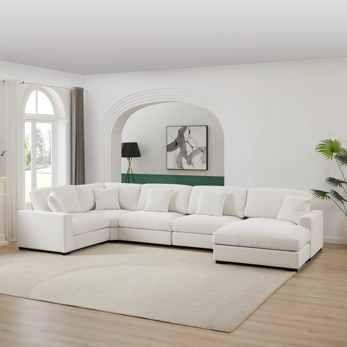 Eugenijus Reversible Modular 6 Piece Corner Sectional Couch with Ottoman