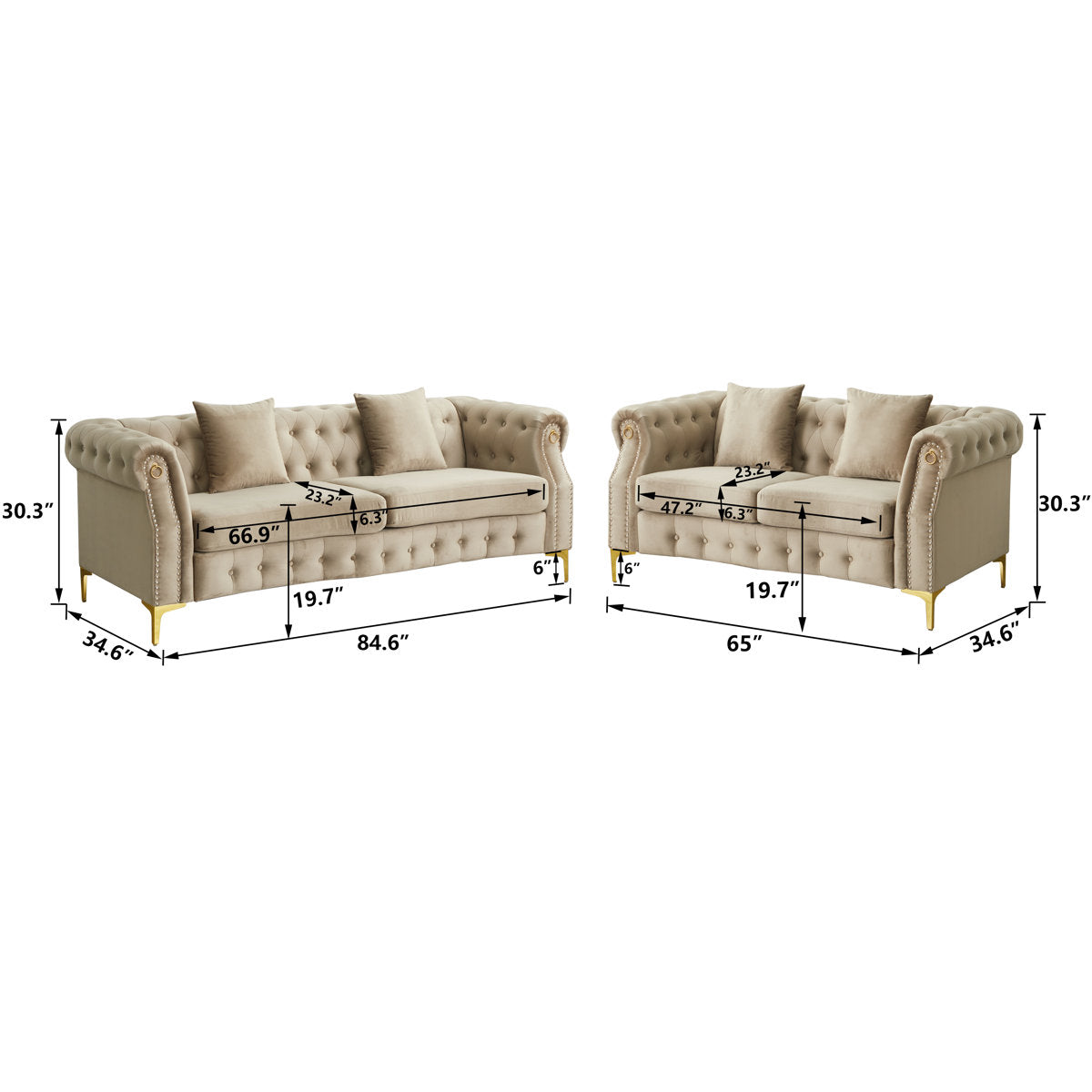 Frotten 2 - Piece Velvet Living Room Set