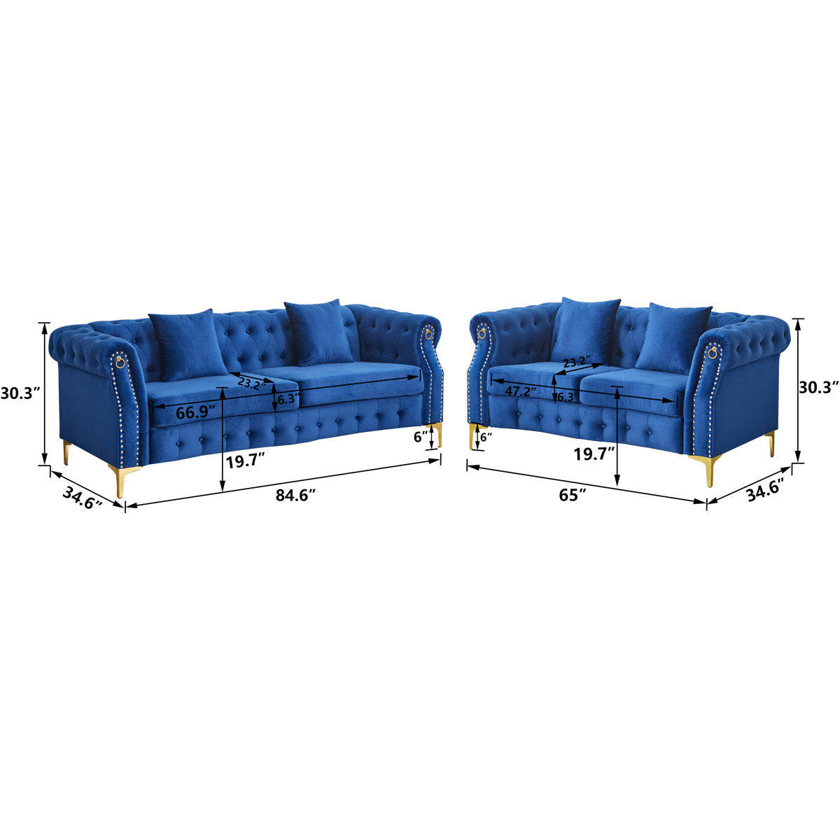 Frotten 2 - Piece Velvet Living Room Set