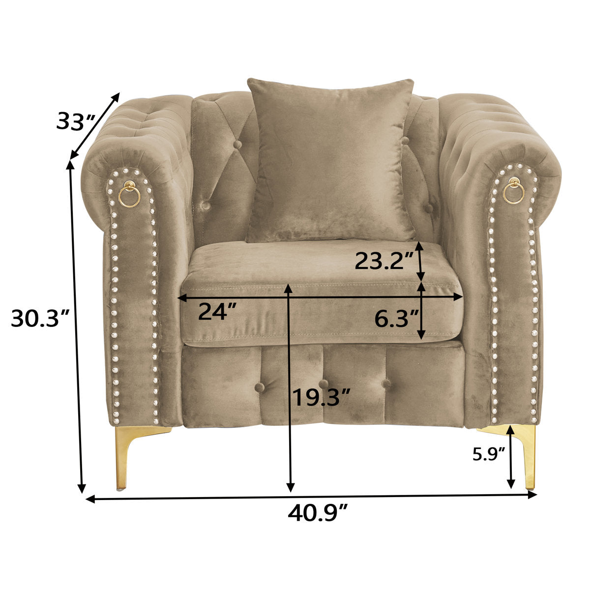 Frotten 3 - Piece Velvet Living Room Set