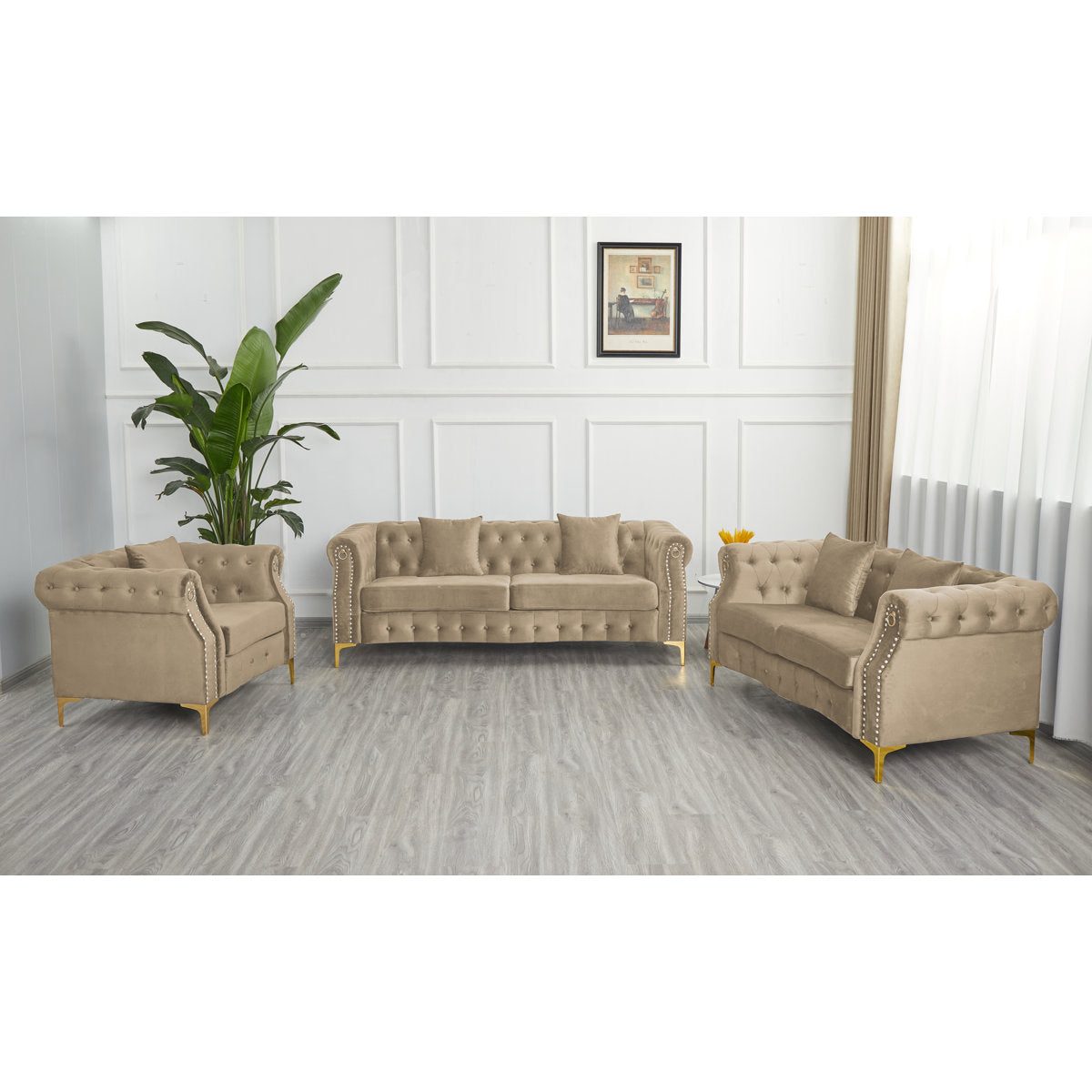 Frotten 3 - Piece Velvet Living Room Set