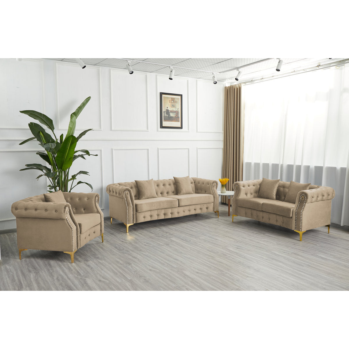 Frotten 3 - Piece Velvet Living Room Set