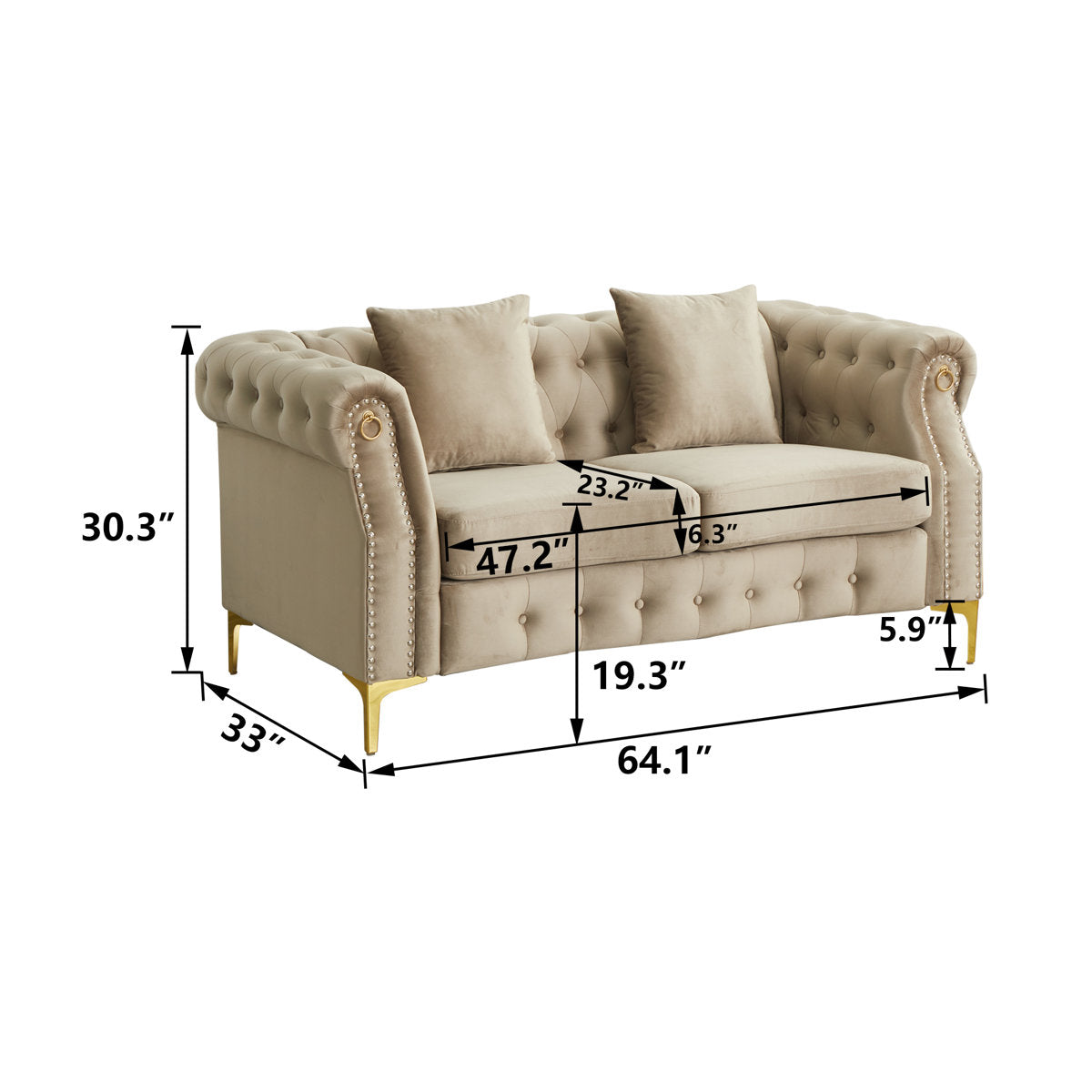 Frotten 3 - Piece Velvet Living Room Set