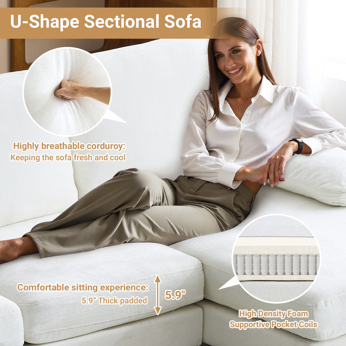 George Oliver 111‘W U-Shaped Sectional