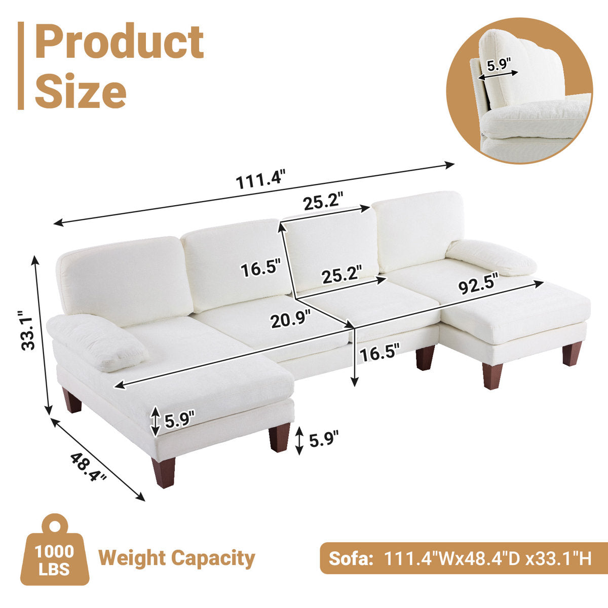 George Oliver 111‘W U-Shaped Sectional