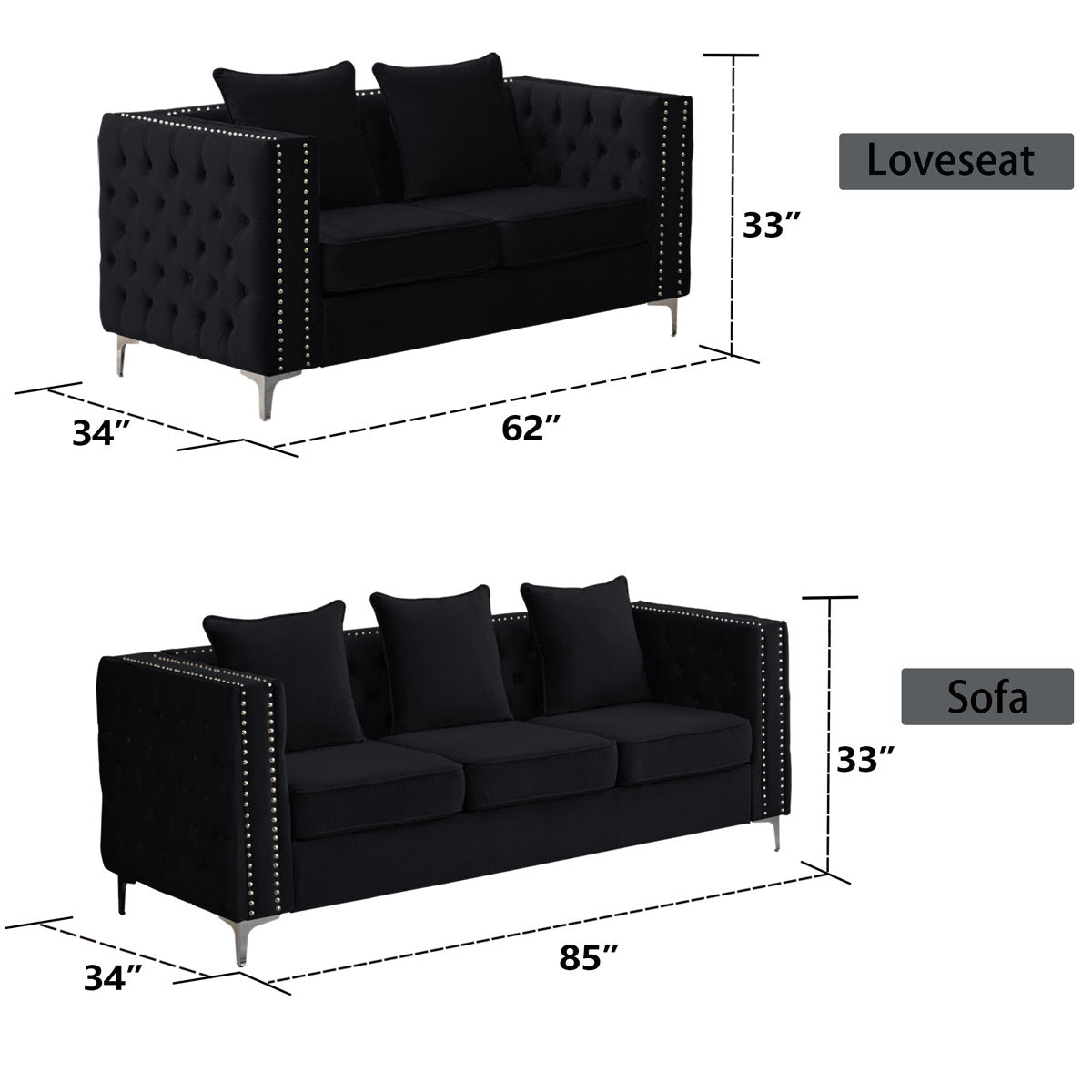 Habbe 2 - Piece Velvet Living Room Set
