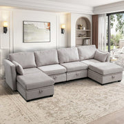 Hashim 6 - Piece Free Form Upholstered Convertible Modular Sofa Sectional with Storage