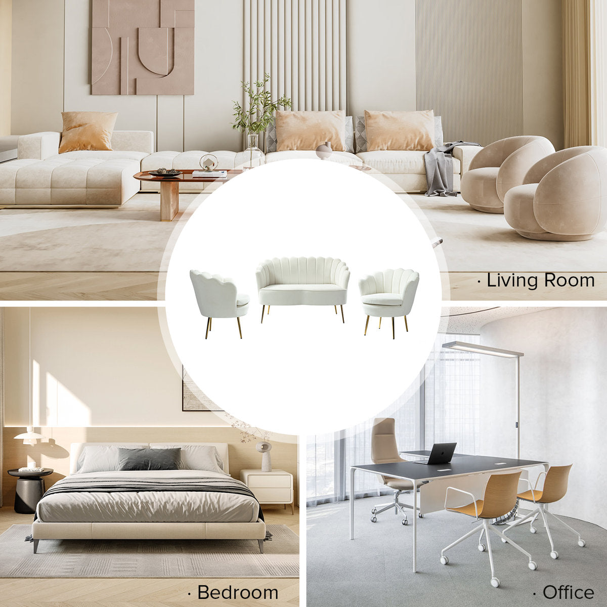 Hendrix 3 - Piece Velvet Living Room Set