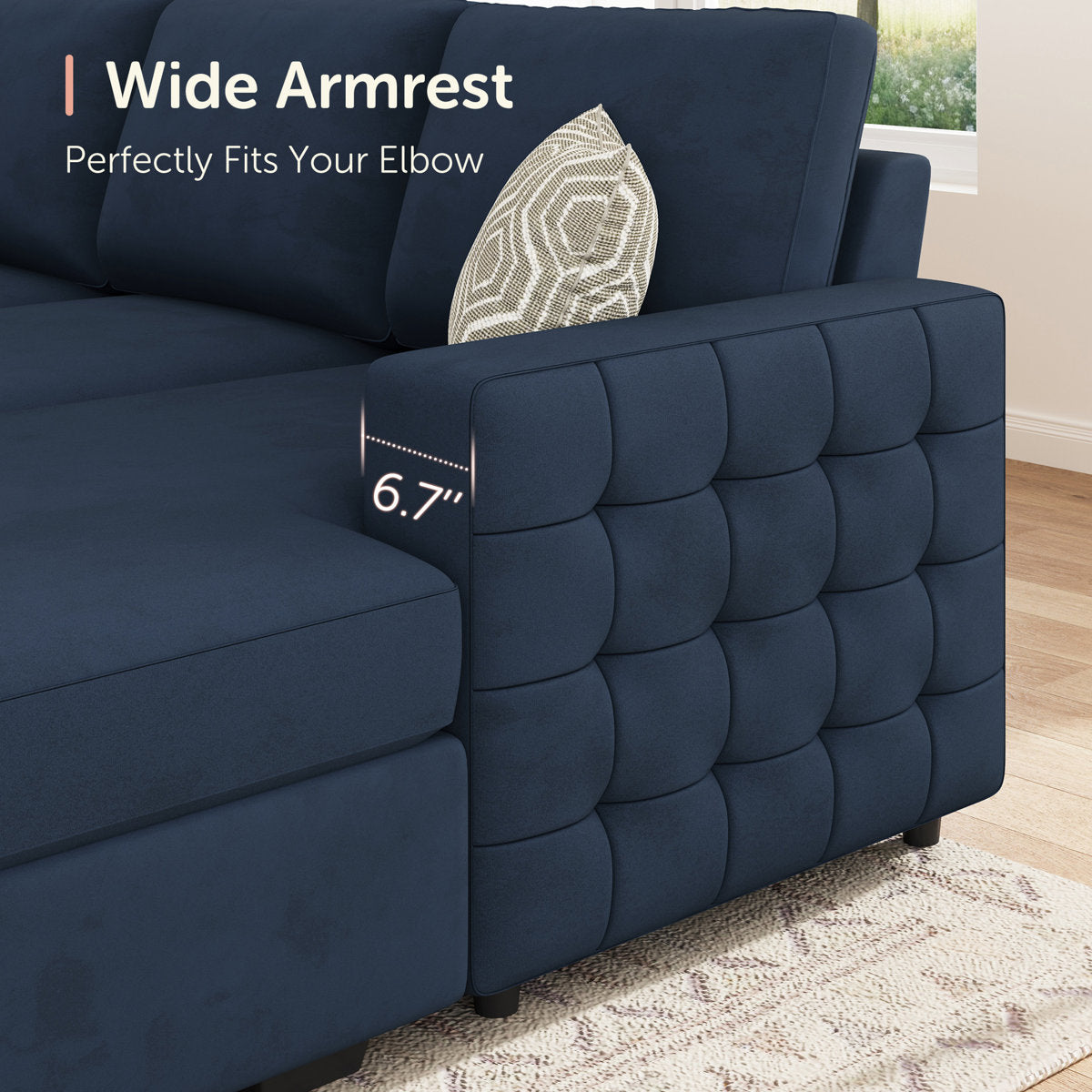 Hildur U-Shaped Sectional Sofa Bed Pull Out Sleeper Couch With Storage Chaise