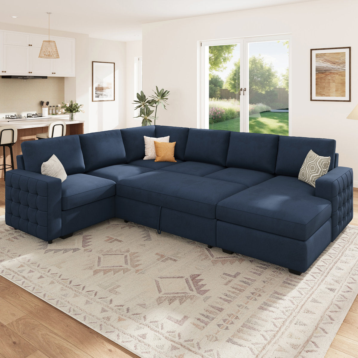 Hildur U-Shaped Sectional Sofa Bed Pull Out Sleeper Couch With Storage Chaise