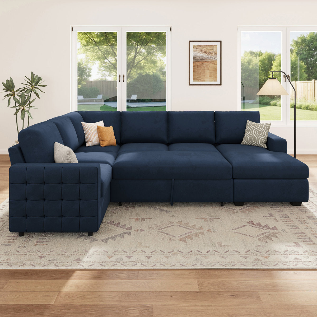 Hildur U-Shaped Sectional Sofa Bed Pull Out Sleeper Couch With Storage Chaise