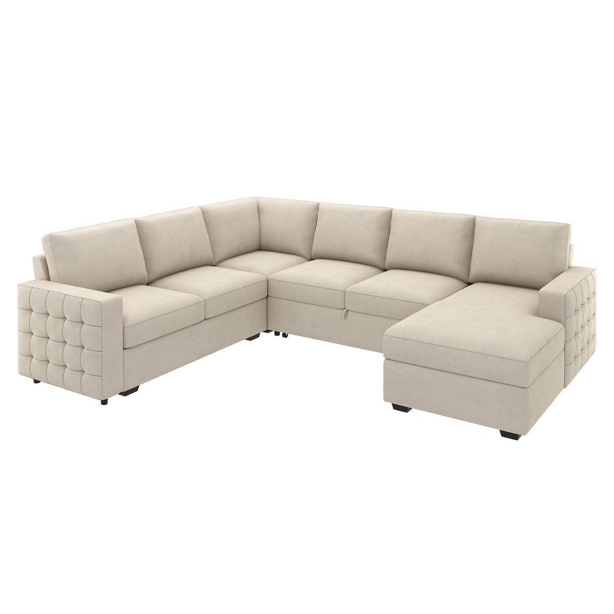 Hildur U-Shaped Sectional Sofa Bed Pull Out Sleeper Couch With Storage Chaise