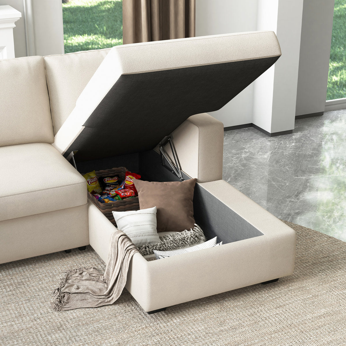 Hildur U-Shaped Sectional Sofa Bed Pull Out Sleeper Couch With Storage Chaise