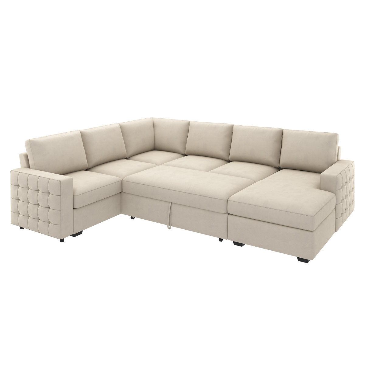Hildur U-Shaped Sectional Sofa Bed Pull Out Sleeper Couch With Storage Chaise