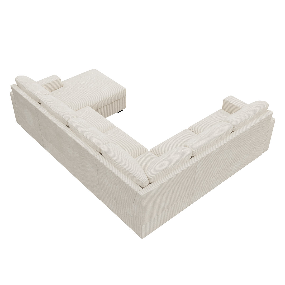 Honbay U-shaped Corduroy Sectional Sleeper Sofa Pull Out Sofa Bed