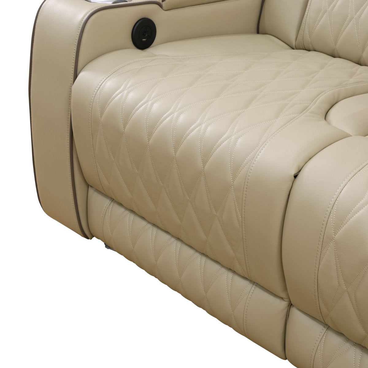 Humler Breathing Leather 3-Piece Reclining Living Room Set, Cream