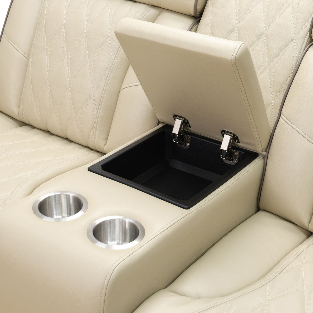 Humler Breathing Leather 3-Piece Reclining Living Room Set, Cream