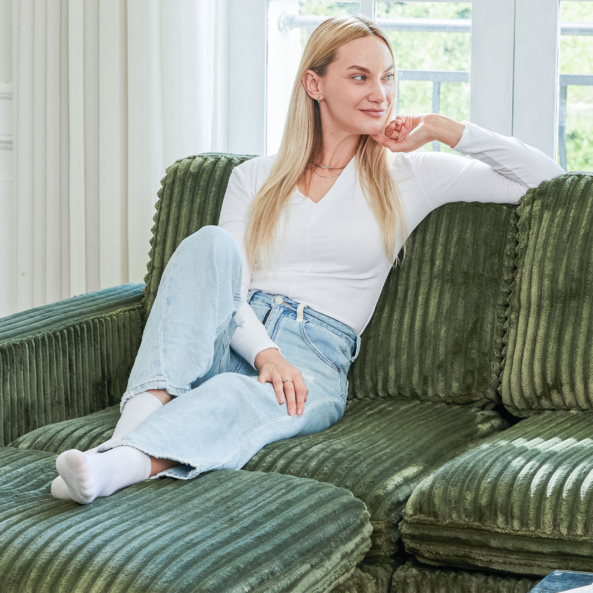 Hutcheson 101.5'' Wide L-Shaped 3-Seat Sofa Apartment Storage Couch With Detachable Cushion, Modular Sectional Sofa With Ottoman