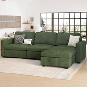 Hutcheson 101.5'' Wide L-Shaped 3-Seat Sofa Apartment Storage Couch With Detachable Cushion, Modular Sectional Sofa With Ottoman