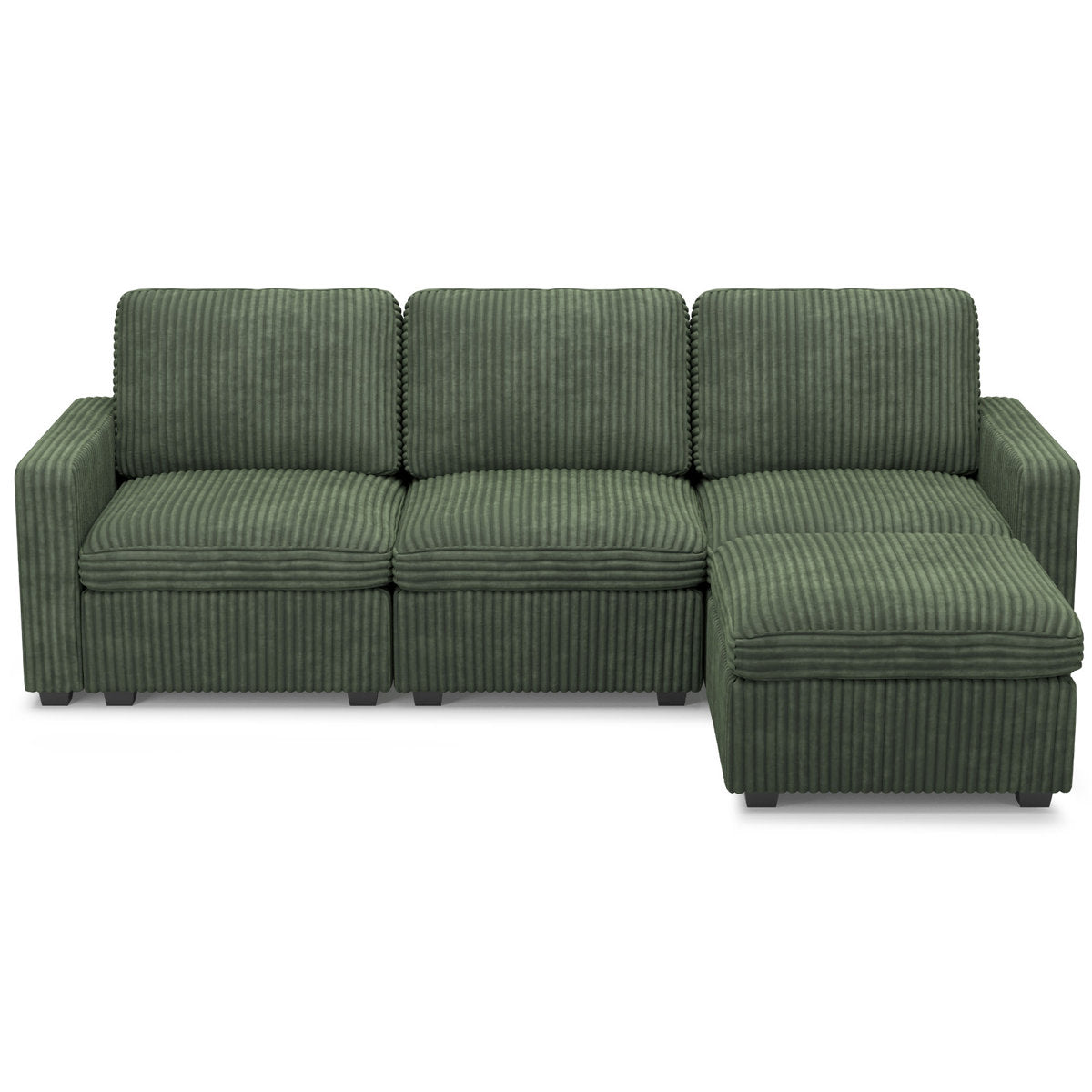 Hutcheson 101.5'' Wide L-Shaped 3-Seat Sofa Apartment Storage Couch With Detachable Cushion, Modular Sectional Sofa With Ottoman