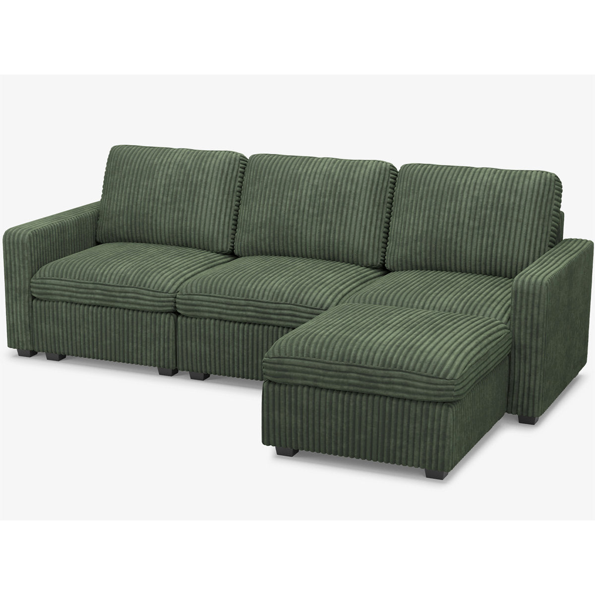 Hutcheson 101.5'' Wide L-Shaped 3-Seat Sofa Apartment Storage Couch With Detachable Cushion, Modular Sectional Sofa With Ottoman