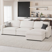 Hymes 101.5'' Wide L-Shaped 3-Seat Sofa Apartment Storage Couch With Detachable Cushion, Modular Sectional Sofa With Ottoman