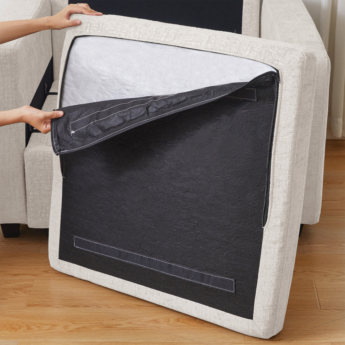 Hymes 101.5'' Wide L-Shaped 3-Seat Sofa Apartment Storage Couch With Detachable Cushion, Modular Sectional Sofa With Ottoman