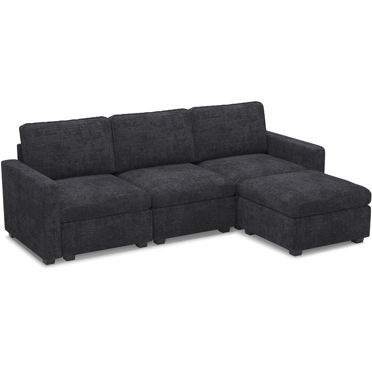 Hymes 101.5'' Wide L-Shaped 3-Seat Sofa Apartment Storage Couch With Detachable Cushion, Modular Sectional Sofa With Ottoman
