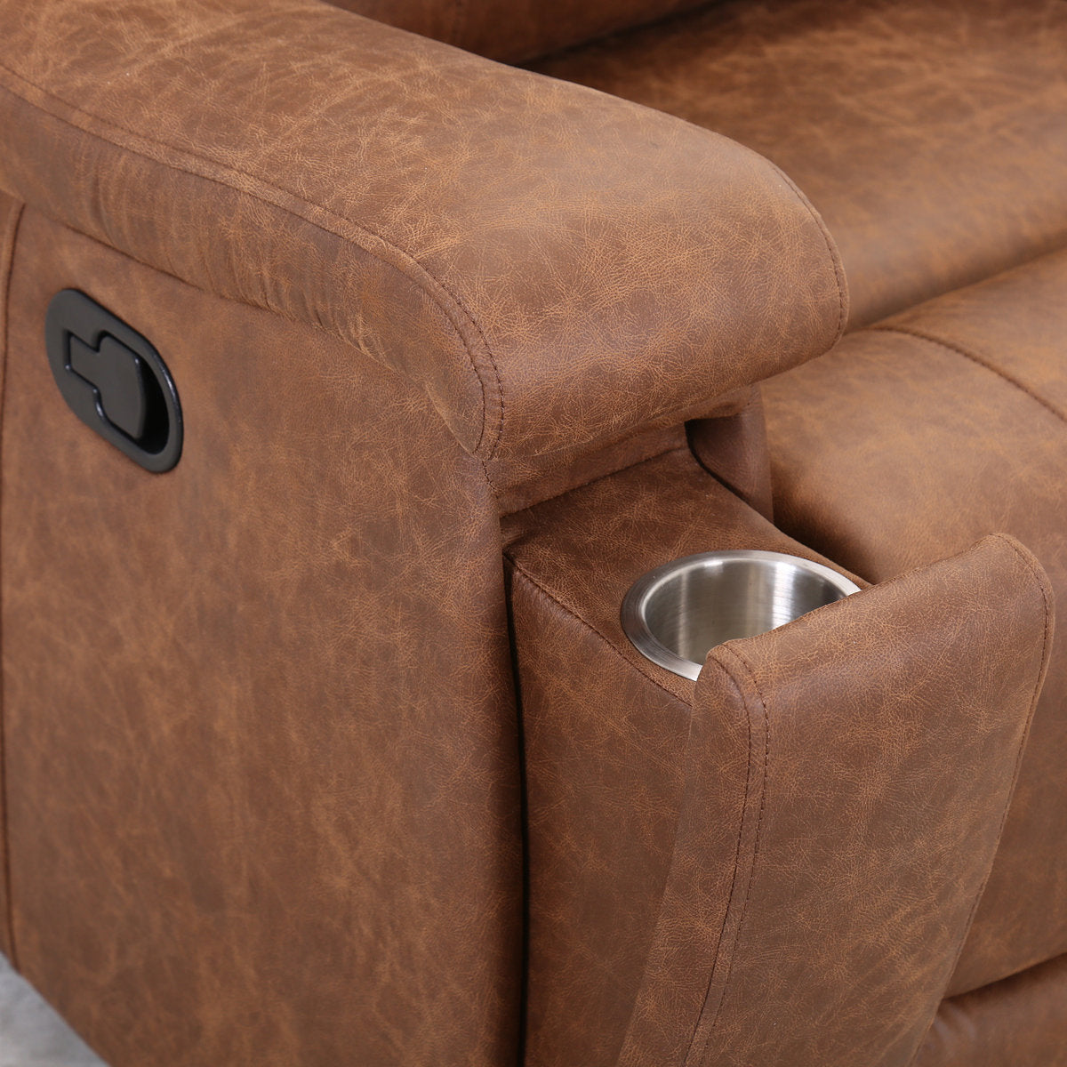 Ilkeston 3-Piece Vegan Leather Manual Reclining Living Room Set with Hidden Cupholder