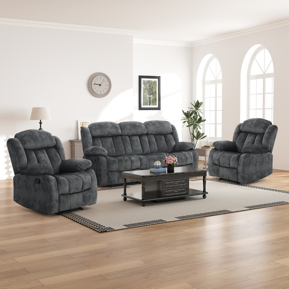 Ireneo 3 - Piece Manual Reclining Living Room Set, Couch Sets With Recliners