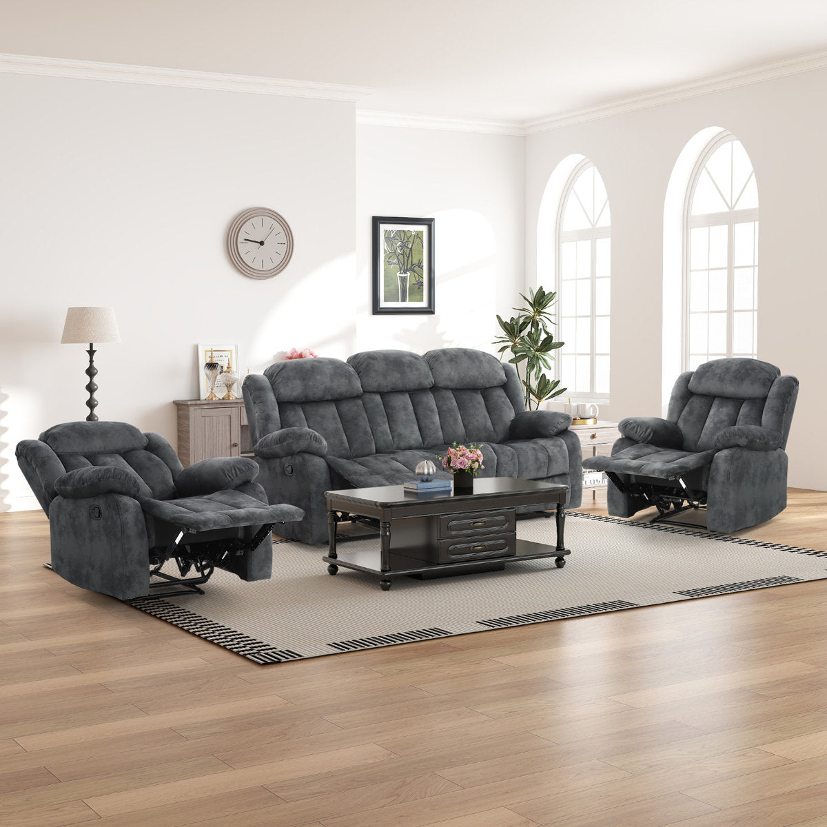 Ireneo 3 - Piece Manual Reclining Living Room Set, Couch Sets With Recliners