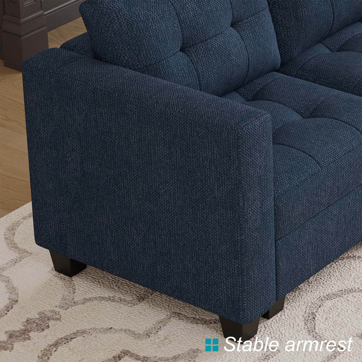 Ivery 116.6" Wide Linen Reversible Modular Sofa Living room Sectional Couch with Storage Ottoman