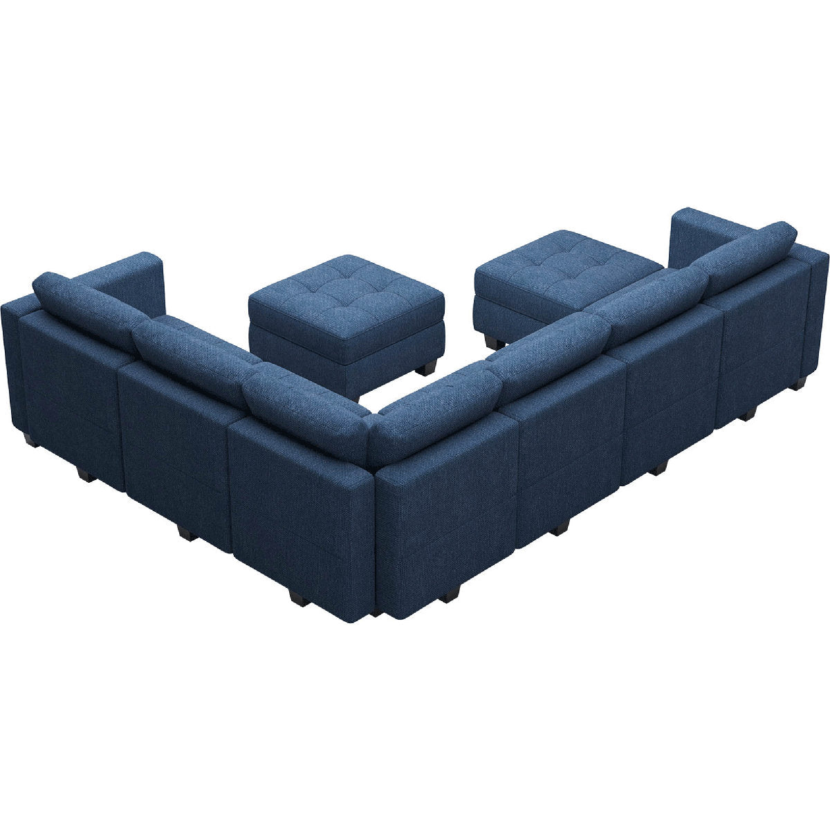 Ivery 116.6" Wide Linen Reversible Modular Sofa Living room Sectional Couch with Storage Ottoman