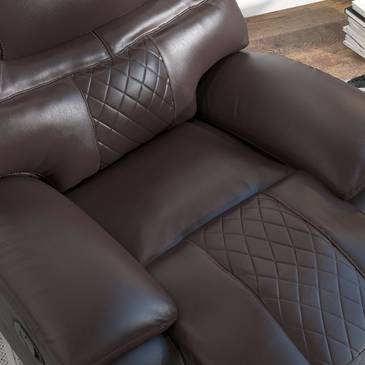 Jepum 2 - Piece Genuine Leather Manual Reclining Living Room Set with Cupholder & Storage