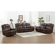Jepum 3 - Piece Genuine Leather Manual Reclining Living Room Set with Cupholder & Storage