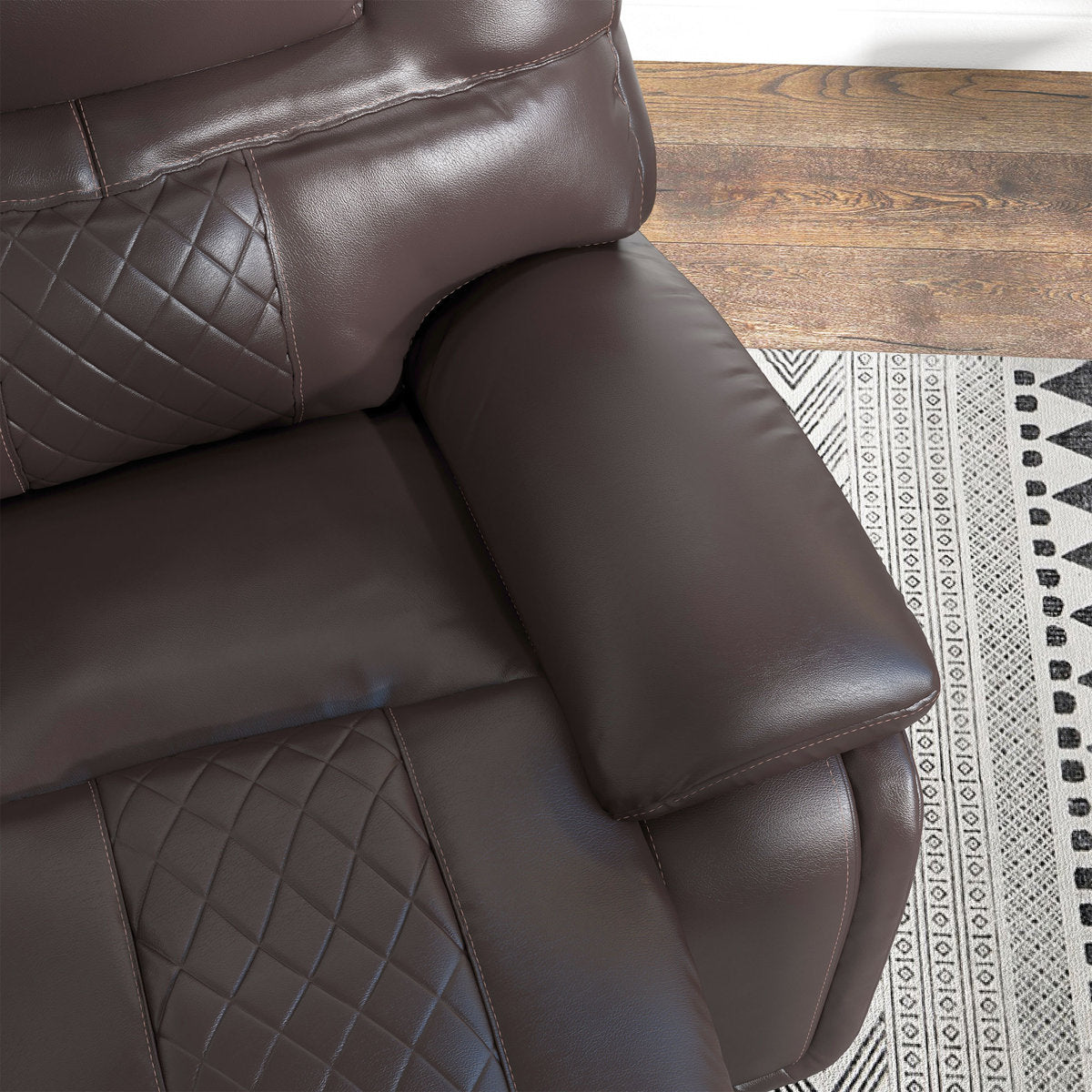 Jepum 3 - Piece Genuine Leather Manual Reclining Living Room Set with Cupholder & Storage