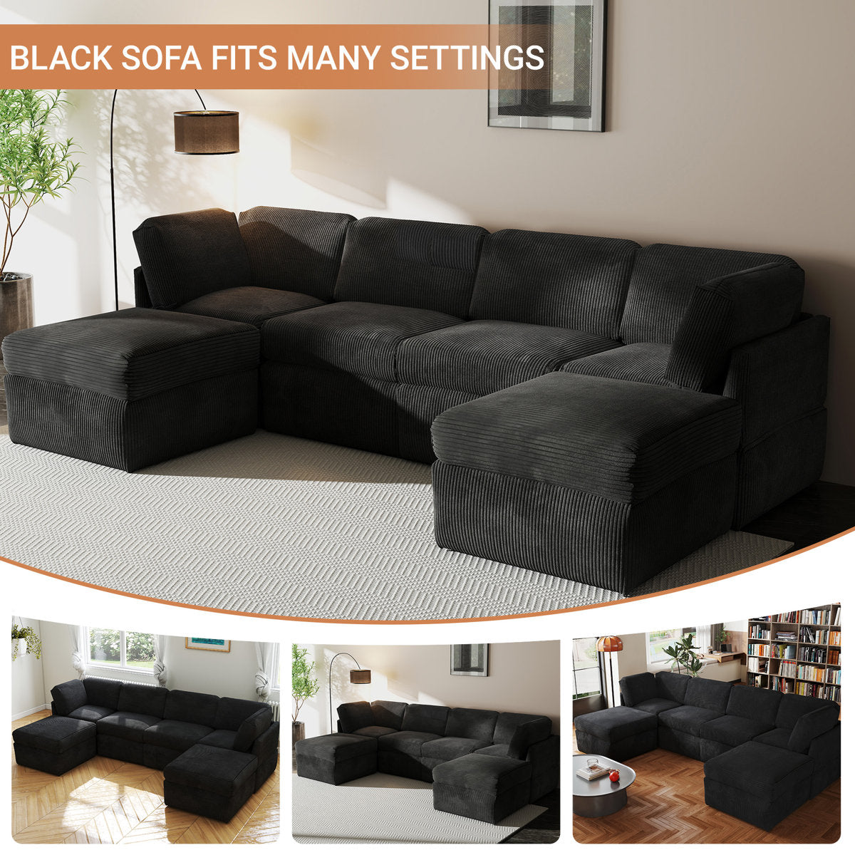 Joko Reversible Modular Corner Sectional Sofa With Ottoman