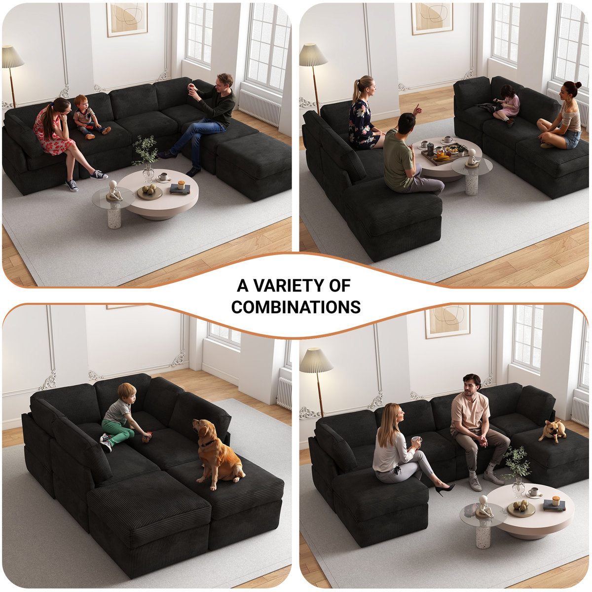 Joko Reversible Modular Corner Sectional Sofa With Ottoman