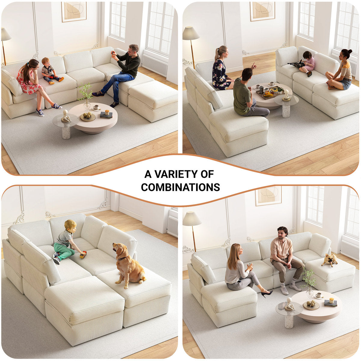 Joko Reversible Modular Corner Sectional Sofa With Ottoman