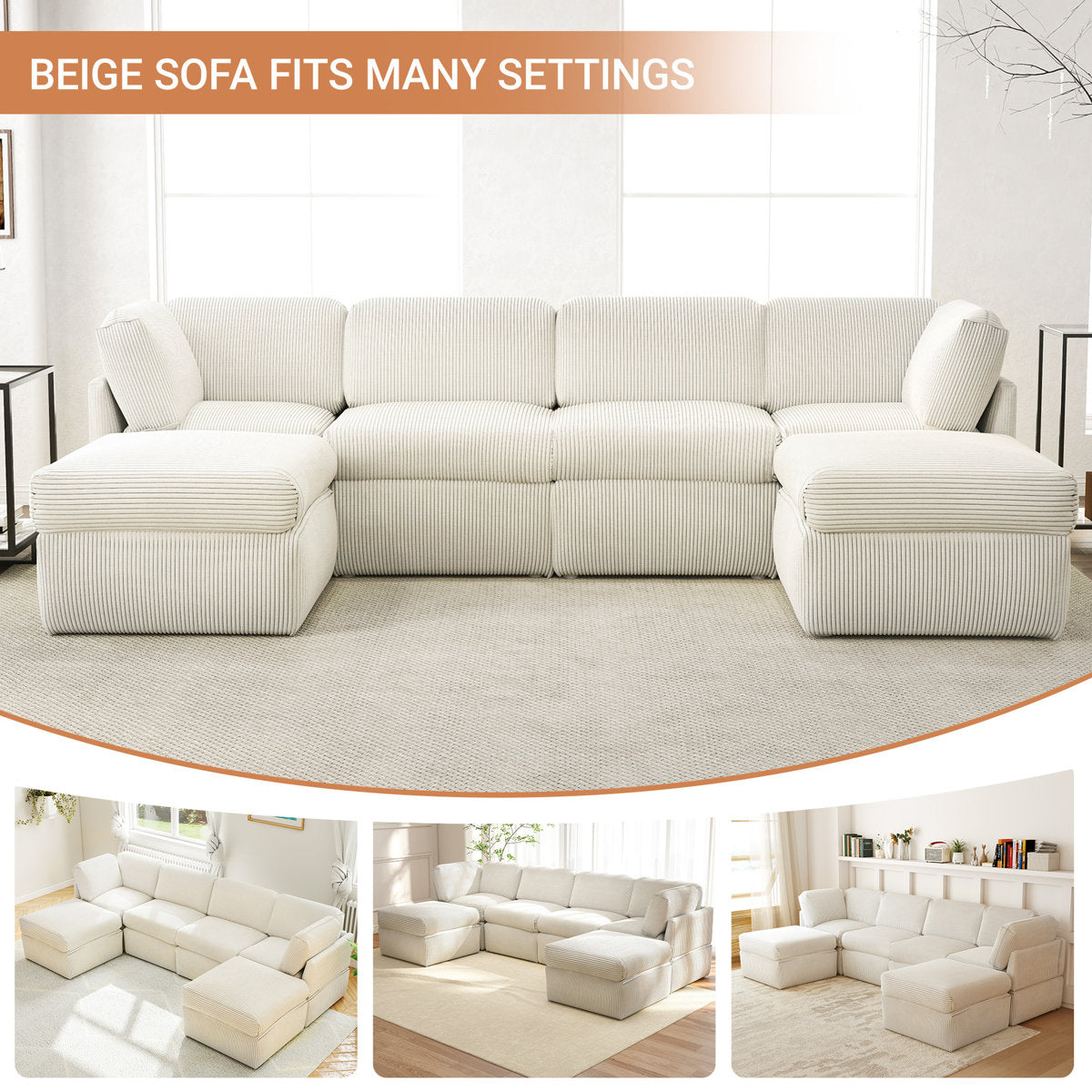 Joko Reversible Modular Corner Sectional Sofa With Ottoman