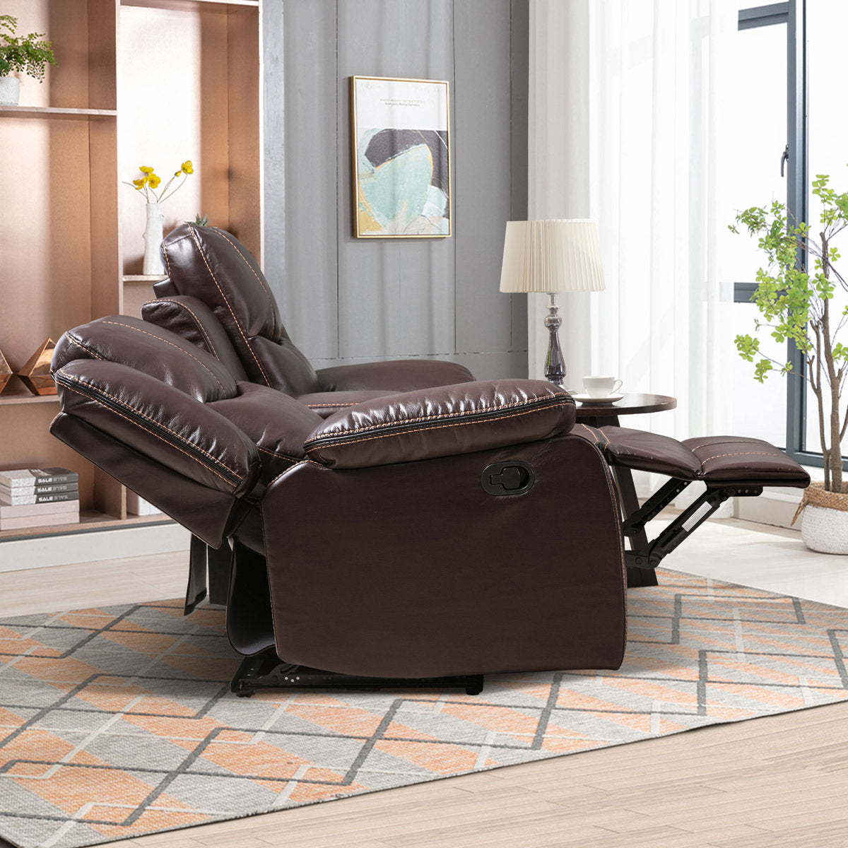 Kamarli 2 Piece Breathable Leather Manual Reclining Living Room Set with Pillow Top Arm