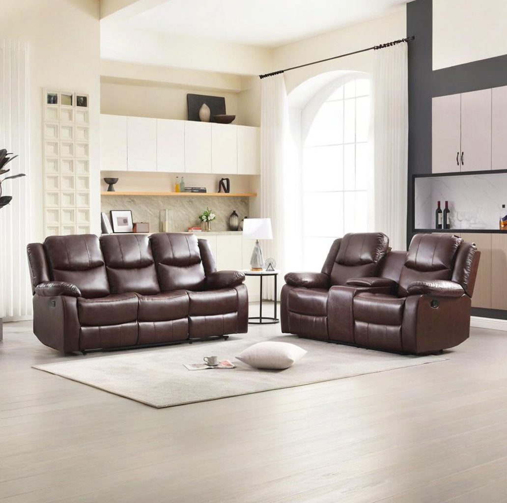 Kamarli 2 Piece Breathable Leather Manual Reclining Living Room Set with Pillow Top Arm