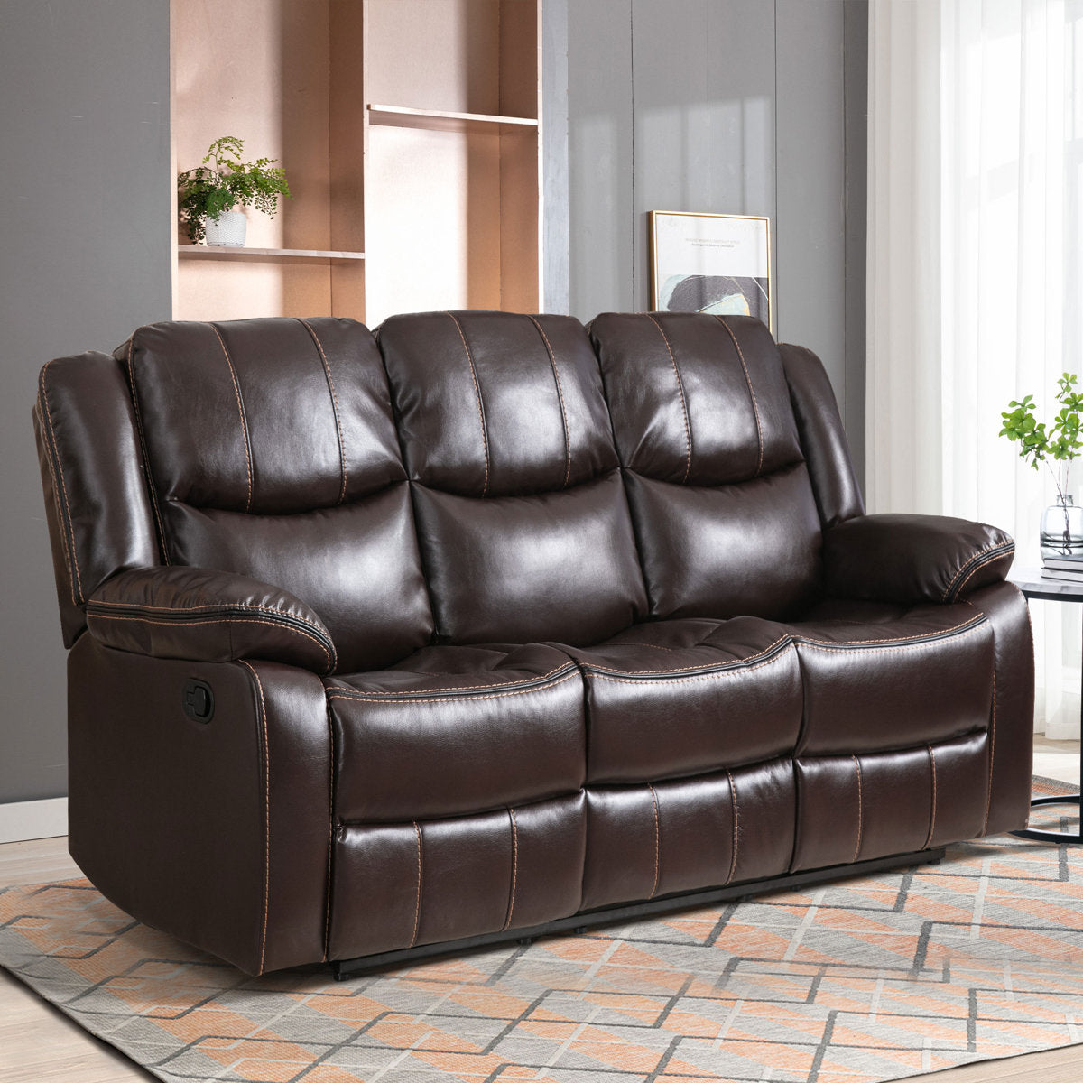 Kamarli 2 Piece Breathable Leather Manual Reclining Living Room Set with Pillow Top Arm