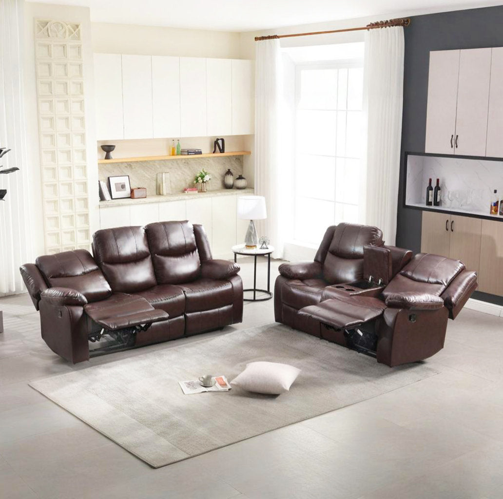 Kamarli 2 Piece Breathable Leather Manual Reclining Living Room Set with Pillow Top Arm