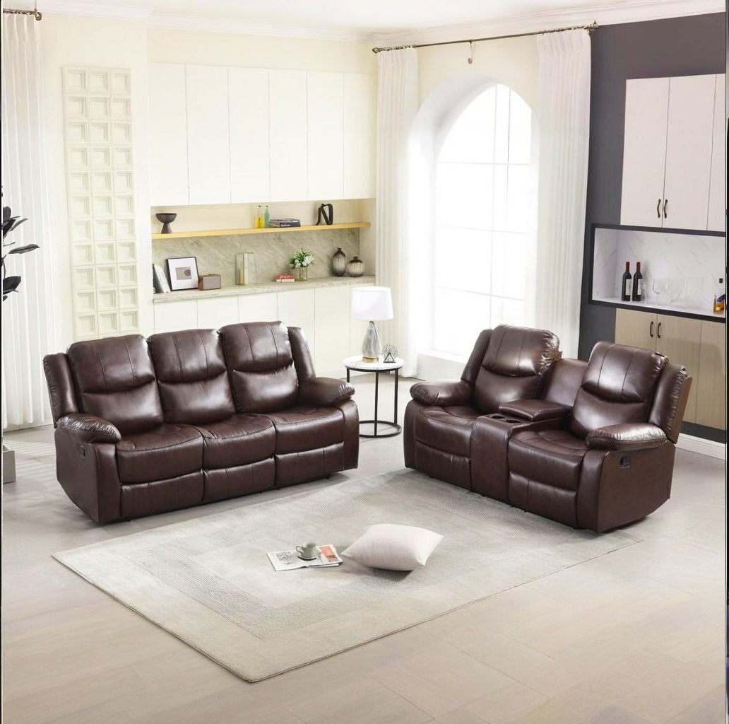 Kamarli 2 Piece Breathable Leather Manual Reclining Living Room Set with Pillow Top Arm